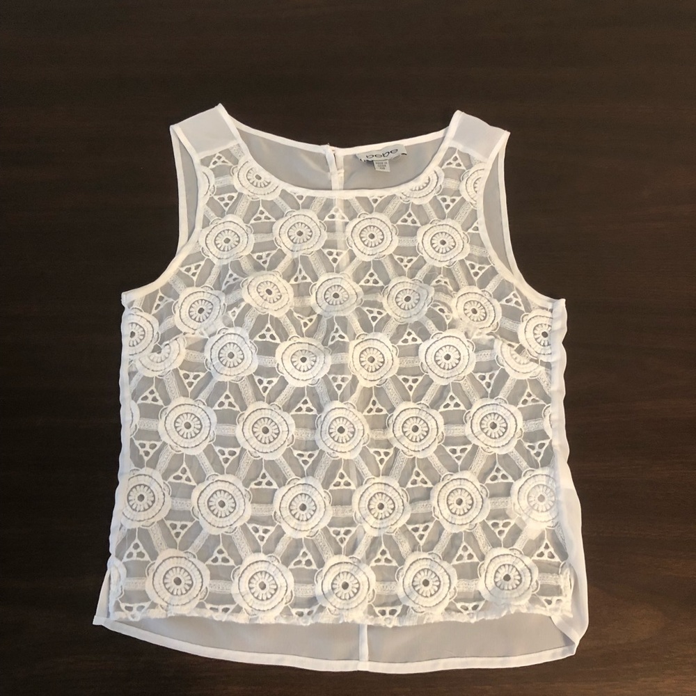 Bebe sheer embroidered tank XXS